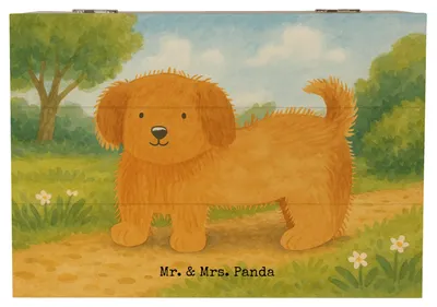 Produktbild von Mr. & Mrs. Panda Kiste Hund Flauschig Design 22 x 15 cm - Weiß - Geschenk, fotobox, Truhe, schatztruhe, Box, Hundeliebe, Sprüche, Süß, Niedlich, Geschenkbox, Hunde