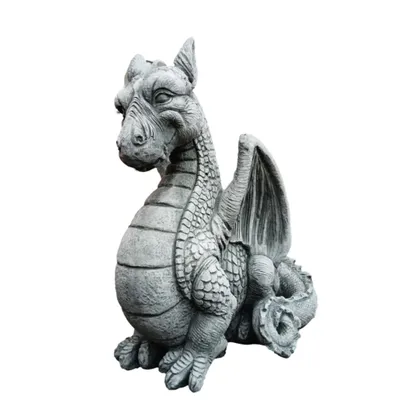 Produktbild von Drache sitzend aus Steinguss Neu Frostfest Witterungsbeständig Steinfigur für den Garten oder die Terrasse Tierfigur Gartenfigur Drachen Tier DE-608