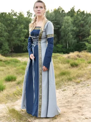Produktbild von Mittelalterkleid Eleanor, blau/blaugrau : XXL Größe: XXL