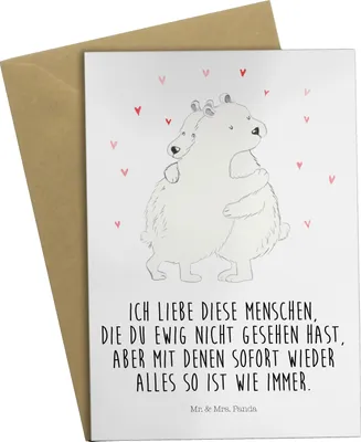 Produktbild von Mr. & Mrs. Panda Klappkarte Eisbär Umarmen - Weiß - Geschenk, weihnachtskarten, hochzeitskarten, Glückwunschkarte, Lustige Sprüche, einladungskarten, osterkarte