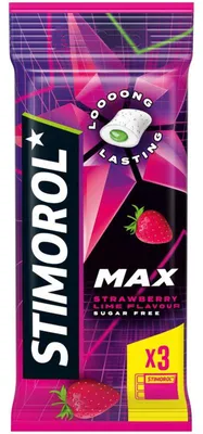 Image de Stimorol Max Splash Chewing-Gum Fraise Citron Vert, 59 g - Rafraîchissant et longue durée
