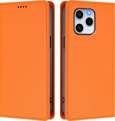 Image de Étui en cuir pour Honor 60 SE, étui à rabat magnétique en cuirPolyuréthaneavec support, orange