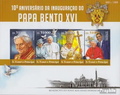 Produktbild von Briefmarken Sao Tome e Principe 2015 Mi 6263-6266 Kleinbogen (kompl. Ausgabe) postfrisch Papst Benedikt XVI