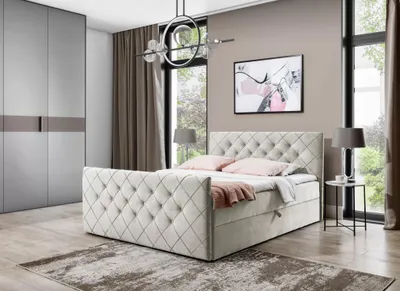 Obrázek produktu pro Boxspringová postel LENKA - 200x220, béžová + topper