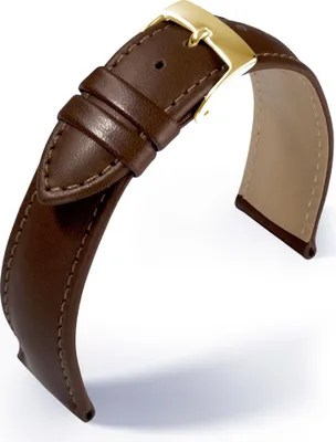 Produktbild von Barington Resisto Uhrenarmband wasser- /schmutzabweisend Leder braun, Stegbreite:13mm, Schließe:Gelbgolden