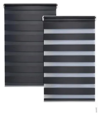 Produktbild von Doppelrollo Klemmfix ohne Bohren Seitenzug Fenster Rollo anthrazit B 85cm (81cm Stoffbreite x H 210 cm)