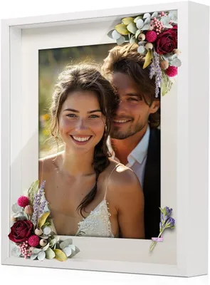 Produktbild von Tiefe 3D Bilderrahmen A4, 21 x 29,7 cm, Weißer Bilderrahmen, Geeignet für 15 x 20 cm Fotos, 3 cm Tiefe