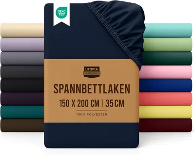 Produktbild von Utopia Bedding - Spannbettlaken 150x200cm - Marineblau - Gebürstete Polyester-Mikrofaser Spannbetttuch - 35 cm Tiefe Tasche