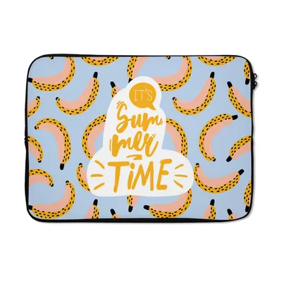 Produktbild von MuchoWow® Laptop Hülle 13 Zoll Sommer - Banane - Rosa Laptoptasche - Laptophülle - Sleeve - Rundumschutz