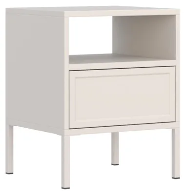 Image de Selsey Velveto – Table de chevet avec tiroir et niche, cachemire, 45 cm
