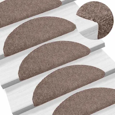 Zdjęcie produktu dla vidaXL Maty pod stopnie Samoprzylepne 10 szt. 56x17x3 cm Jasnobrązowe Półokrągłe