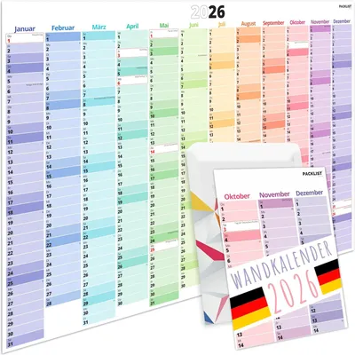 Image de Calendrier mural 2026, format XXL, dimensions 84x60 cm, écologique, planificateur mural au format paysage, idéal pour la maison