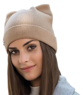 Immagine prodotto di Berretto da donna invernale in maglia con orecchie da gatto, taglia unica, color kaki
