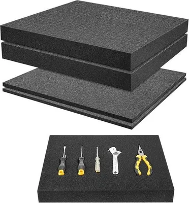 Productafbeelding van Famanu schuimrubberinlegplaten, 2 stuks - 400 x 300 x 50 mm - 10 mm schuimrubberinlegplaten - geschikt voor gereedschapskoffers en camerakoffers