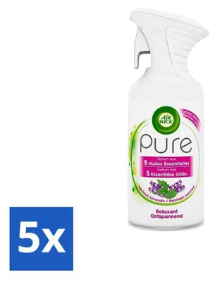 Image de Air Wick Pure – Spray d'ambiance – Huiles essentielles – Lavande – 250 ml - Pack économique - 5 pièces