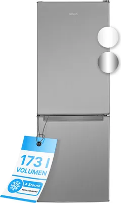 Produktbild von Bomann KG 7331 Freistehende KÃ1/4hl-/Gefrierkombi, 2 TÃ1/4ren, Metalldekor, 121 l Nutzinhalt KÃ1/4hlteil, 45 l Nutzinhalt Gefrierteil, 50 cm Breite, , 194 kWh/Jahr, 40 dB Geräuschemissionen