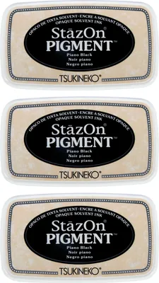 Produktbild von Tsukineko 3 x StazOn Pigment Stempelkissen Piano Black / Schwarz