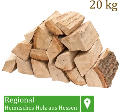 Obrázek produktu pro Palivové dřevo Palivové dřevo Dub 20 kg Pro kamna a krb Ohnivá mísa Gril Palivové dřevo Polena Dřevo 25 cm sušené v peci Flameup