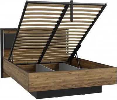 Produktbild von Bett Hayato Hytl1142B Bettgestelle 140X200 Cm Mit Bettkasten Led Licht Und Lift Lattenrost Schwarz/Alpenfichte