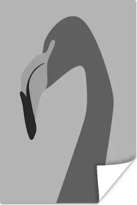 Produktbild von MuchoWow® Poster Flamingo - Schwarz - Weiß 120x180 cm - Kunstposter