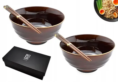 Produktbild von Red Samurai Udon Iro Keramik-Schalenset mit Stäbchen, 800ml