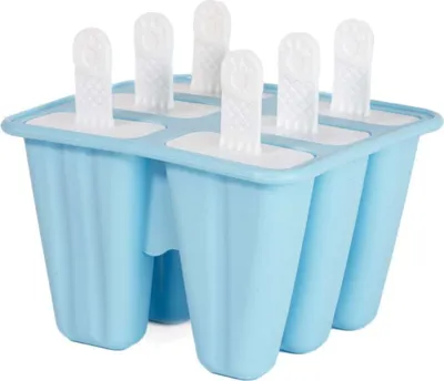 Obrázok produktu pre Intirilife silikónová forma na zmrzlinu so 6 formičkami v modrej farbe - 14 x 9 cm - opakovane použiteľná forma na zmrzlinu na domáce nanuky, bez BPA