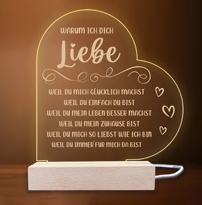 Produktbild von INDIGOS UG - Nachttischlampe - Herz rechts - Spruch 4 -  Valentinstag - Herz mit Spruch - Nachtlicht - 3D-LED-Lampe - Weihnachten, Geburtstag - Geschenk für Freund, Freundin, Familie - Liebe