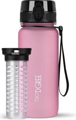 Produktbild von uberBottle softTouch Trinkflasche mit Fruchtbehälter 650ml / Rose/ 720DGREE