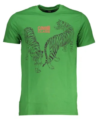 Produktbild von Herren T-Shirt in Grün mit Rundhals & Logo-Druck - Kurzarm-Shirt