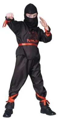 Produktbild von U Wiktora BLACK NINJA Kinder Krieger Kostüm 134-140