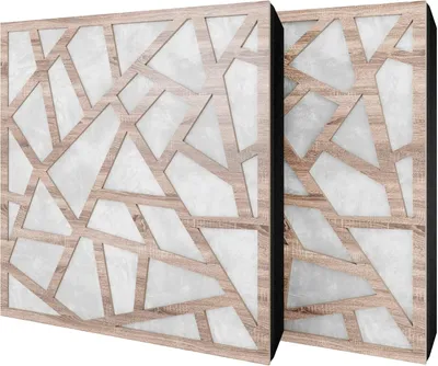 Produktbild von 6er-Set Akustikpaneele SKYROSS Samt 50x50x5 cm, Sonoma/Weiß – inkl. Montageset