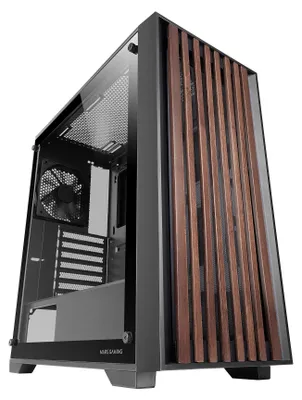 Immagine prodotto di Mars Gaming MC-WOOD, Midi Tower, PC, Nero, ATX, Micro ATX, Mini-ITX, Mesh, SGCC, Vetro temperato, Legno, Gaming