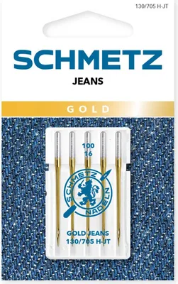 Obrázek produktu pro Jehly na džínsovinu zlaté 130/705 H-JT VES 100 GOLD JEANS