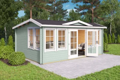 Produktbild von Gartenhaus Outdoor Life Balmoral 44 inkl. Fußboden 570 x 421,3 cm carbongrau