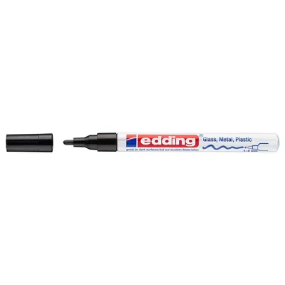 Produktbild von Edding 751, Schwarz, Rundspitze, Schwarz, Weiß, Aluminium, Fein, 1 mm