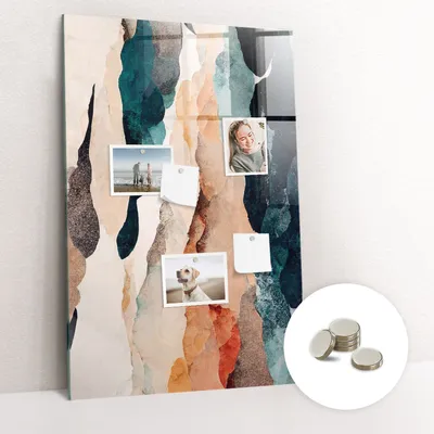 Obrázek produktu pro Magnetická Tabule na Zeď Skleněná - Memo Board Kleněnou Přední Stranou - 5 magnetů v balení - 60x90 cm - Abstraktní skvrny