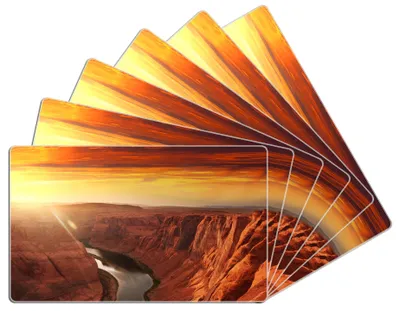 Produktbild von Wallario Frühstücksbrettchen 6er Set aus Glas, je 14 x 23 cm, mit rutschfesten Füßen, Motiv Grand Canyon bei Sonnenuntergang