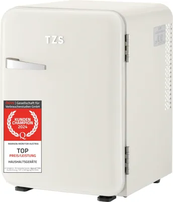 Image de TZS First Austria Mini-réfrigérateur silencieux | Design rétro | Puissance de refroidissement réglable | Poignée de porte | Système de refroidissement thermoélectrique | 40 L | Crème *Produit de seconde main*