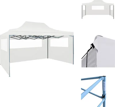 Produktbild von vidaXL Profi-Partyzelt Faltbar mit 3 Seitenwänden 3×4m Stahl Weiß - Pavillons & Partyzelte