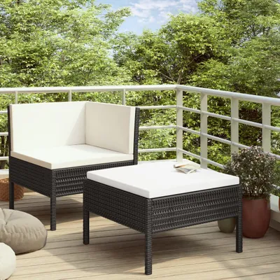 Immagine prodotto di Maison Exclusive - Set da giardino a 2 pezzi con cuscini in rattan sintetico nero