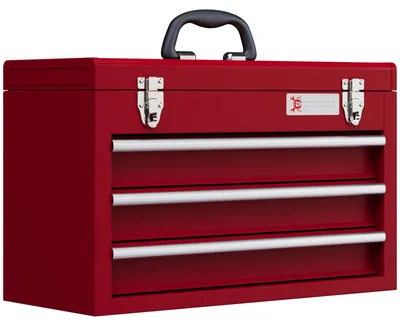 Produktbild von Werkzeugkiste mit 3 Schubladen, Stahlverschlüsse, 51x22x32 cm, Rot, für Werkstatt