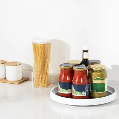 Produktbild von Küchen Drehteller 2-Teiliges Rutschfestes Gewürzregal Zur | Drehteller Gewürz-Organizer für Kühlschrank Küche Bad Arbeitsplatte Waschtisch