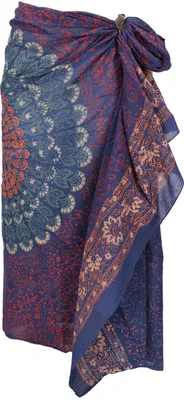 Produktbild von Leichter Mandala Pareo Schal, Sarong, Handbedrucktes Baumwolltuch, Wandbehang - Modell 16, Uni, Mehrfarbig, Baumwolle, 160*100 cm, Sarongs & Tücher