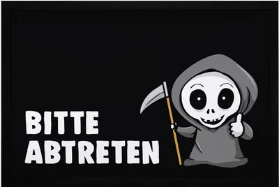 Produktbild von Fußmatte mit Spruch Bitte abtreten Sensemann lustiges Wortspiel rutschfest & waschbar Moonworks® schwarz 60x40cm