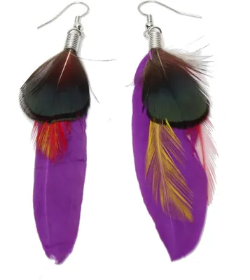 Produktbild von 1 Paar Feder Ohrringe Boho Lila