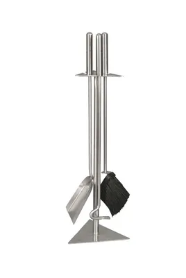 Immagine prodotto di Posate per caminetto, posate per stufa, accessori per caminetto - supporto e manici in acciaio inox, parti di posate in acciaio nichelato