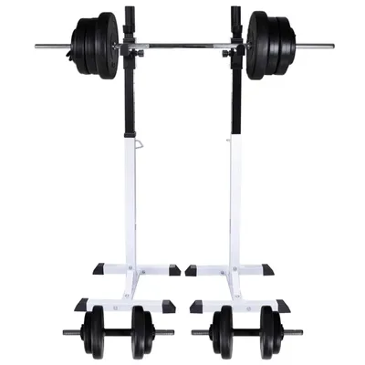 Produktbild von Kniebeugen-/Langhantelständer mit Hantel-Set 60,5 kg