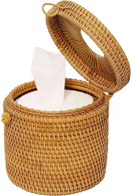 Produktbild von Quadratische Rattan Taschentuchbox - Dekorativer Taschentuchhalter für Zuhause und Büro