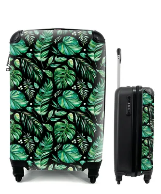 Produktbild von MuchoWow® Koffer Handgepäck Trolley Rollkoffer Kleine Reisekoffer mit 4 Rollen - Vintage - Blätter - Grün - Cabin Size < 55x40x23 cm & 55x40x20 cm - Fotokoffer - Kabinenkoffer - Boardgepäck - Reise-Box - Reisekoffer - Reisegepäck - Koffer mit Bild - Trolley für Kinder
