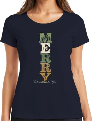 Produktbild von MERRY Christmas to You Weihnachten Weihnachtsgeschenk Vintage Damen T-Shirt, Navy, L